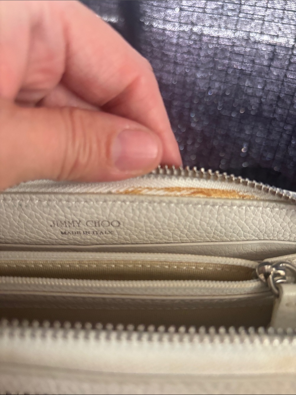 Jimmy Choo Beige Studded Zip Wallet in Metallic Accents with COA - Picture 6 of 15